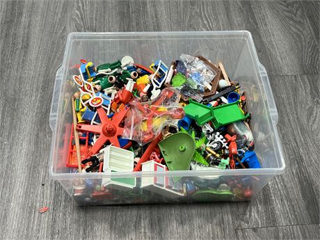 VINTAGE PLAYMOBIL MIXED PIECES - BIN IS 15”x13”