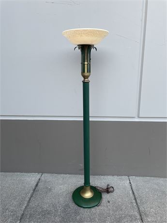 LARGE VINTAGE FLOOR LAMP 67” TALL  (METAL / BRASS / GLASS)
