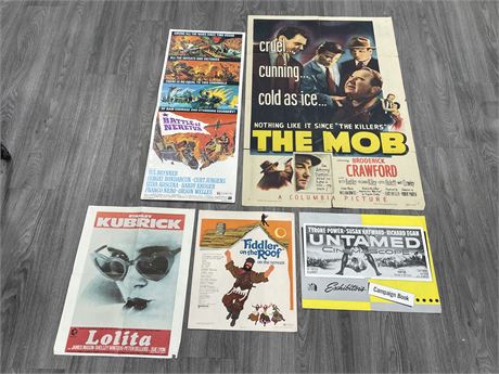 LOT OF 5 VINTAGE MOVIE POSTERS - LARGEST IS 41” X 27”