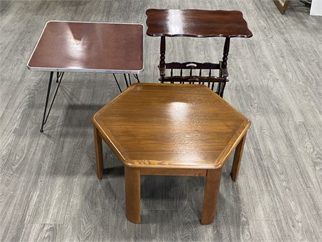 3 TABLES - 1 MCM / 1 HUPPE (TALLEST IS 24”X24”)