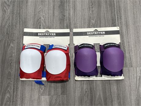 2 PAIRS OF SKATEBOARD KNEE PADS - SIZE S & XS