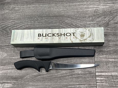 NEW BUCKSHOT FILET KNIFE W/ SHEATH
