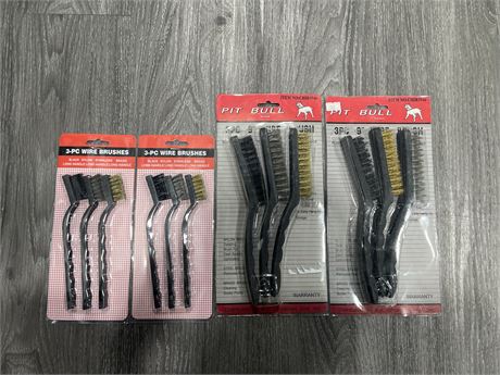 4 NEW 3PC WIRE BRUSH SETS