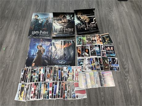 LOT OF 5 MOVIE POSTERS & LARGE AMOUNT OF MISC MOVIE CARDS