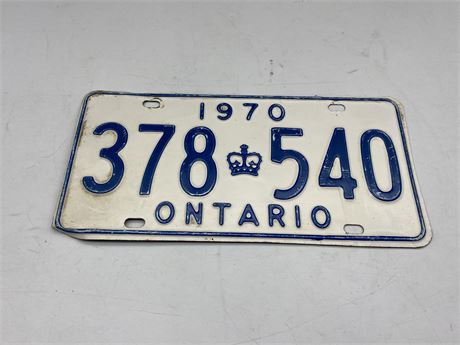 1970 ONTARIO LICENSE PLATE