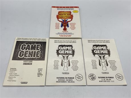 4 GAME GENIE GUIDE/CODE BOOKS