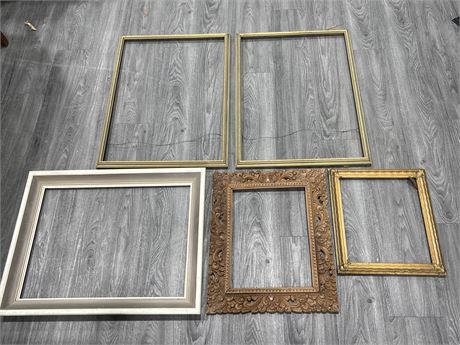 5 VINTAGE PICTURE FRAMES - TOP 2 ARE 21.5”x30”