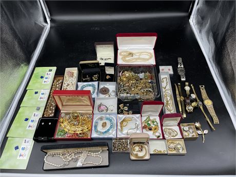 LARGE LOT OF JEWELRY/WOMENS WATCHES (ASSUMING ALL COSTUME)
