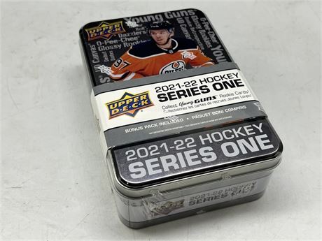 SEALED UPPER DECK 2021/22 NHL SERIES ONE YOUNG GUNS TIN