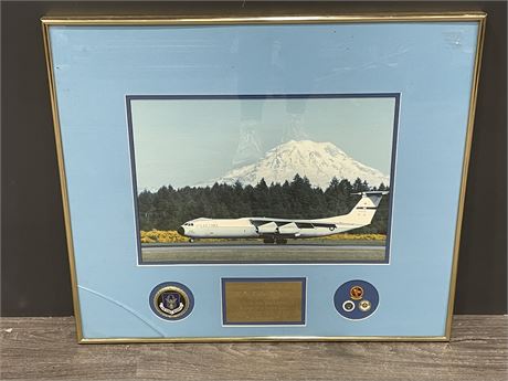 US AIR FORCE RESERVE PRESENTATION PICTURE W / MEDALLION & 3 PINS 1988 (24”X21”)