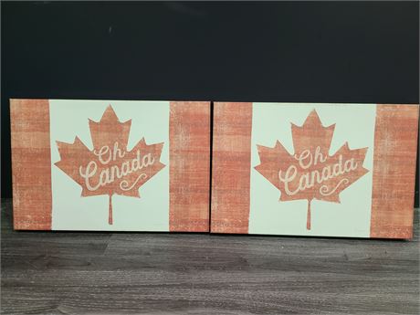 2 CANADA FLAG CANVAS' (18x12")