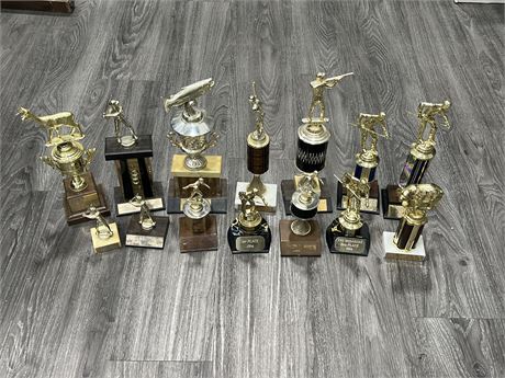 14 ASSORTED MOSTLY VINTAGE 70’s TROPHIES