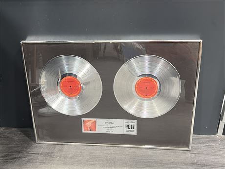 FRAMED LOVERBOY CERTIFIED DOUBLE PLATINUM RECORDS