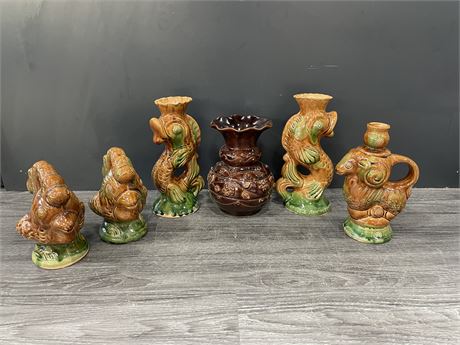 6 PIECES OF POTTERY — HAMMERHOBAHME (TALLEST IS 12.5”)