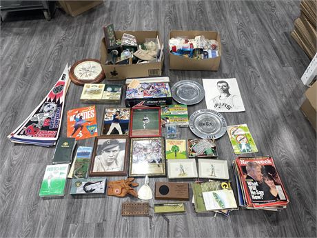 LARGE LOT OF MULTIPLE SPORTS COLLECTABLES & MEMORABILIA