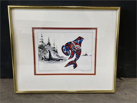 FRAMED FIRST NATIONS PRINT BY MICHAEL DUNCAN “UNCHARTED WATERS” (13.5”X11”)