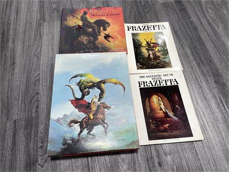WADDINGS FLYING SERPENT PUZZLE 750 PEICES, 2 FRANK FRAZETTA BOOKS