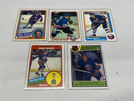 5 MIKE BOSSY CARDS FROM 1980s (Mint)