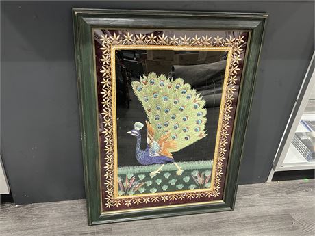 PEACOCK ART MADE OF MATERIAL / THREAD (26”x34”)