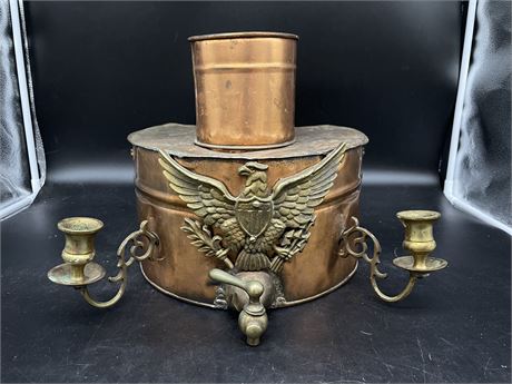 VINTAGE WW1 BRASS & COPPER DISPENSER LIBATION CONTAINER CANISTER