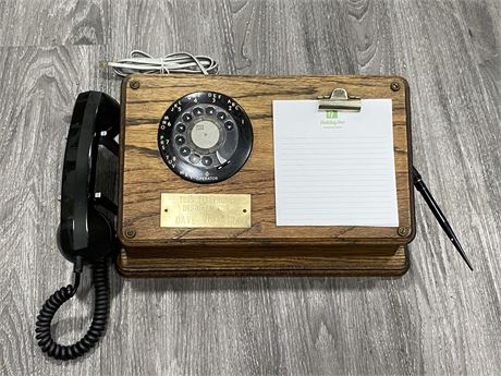 LARGE SPECIAL ANTIQUE WOODEN TELEPHONE (16”X5”)