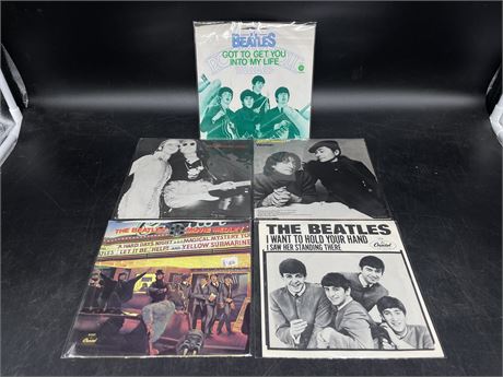 (45") THE BEATLES - 5 PICTURE SLEEVE DISCS - MINT