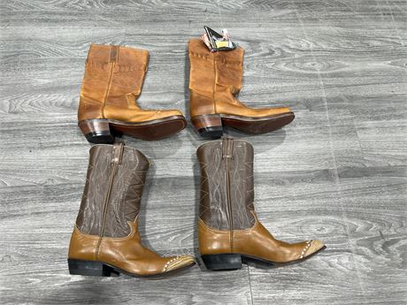 2 PAIRS OF NEW OLD STOCK COWBOY BOOTS - SIZE 7