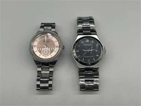 2 WATCHES IN VERY GOOD CONDITION - FOSSIL & KENNETH COLE