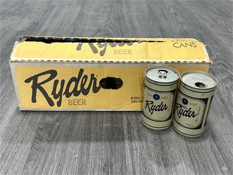 RARE 1977 12PK OF RYDER BC BEER CANS