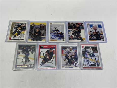 9 SIGNED VANCOUVER CANUCKS CARDS