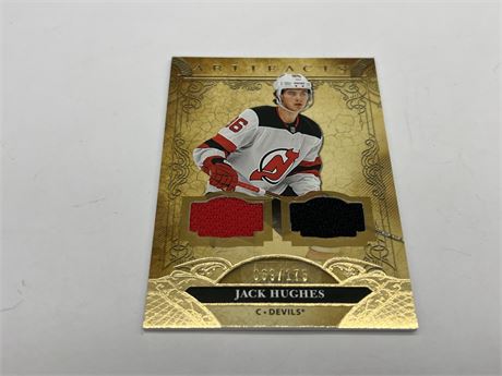 JACK HUGHES NUMBERED JERSEY CARD UD ARTIFACTS 2020