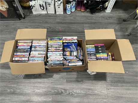 3 BOXES OF DVDS - LOTS OF SEASON SETS