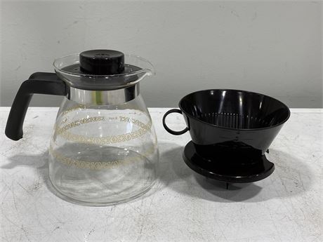 ORIGINAL “MELITTA” POUR OVER COFFEE CARAFE 6 CUP CORNING BRAND