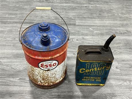 VINTAGE ESSO OIL CAN & CENTRY 100 PREMIUM OIL CAN