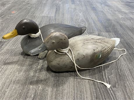 2 VINTAGE MADE IN THE USA WATERFOWL DECOYS (14” LONG)