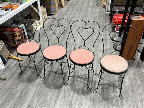 4 VINTAGE IRON CHAIRS (35” tall)