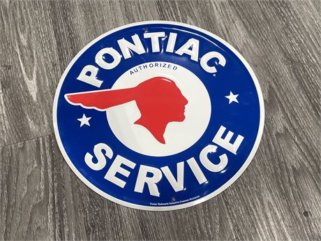 PONTIAC SERVICE PORCELAIN REPRODUCTION SIGN - 12” DIAMETER