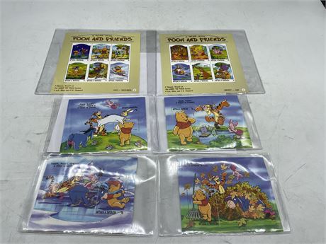 6 SHEETS DISNEY WINNIE THE POOH + FRIENDS COLLECTIBLE STAMPS WITH COA