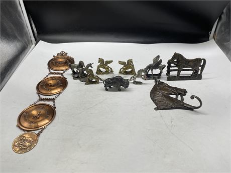 10 PEWTER, COPPER & BRASS HORSE COLLECTABLES