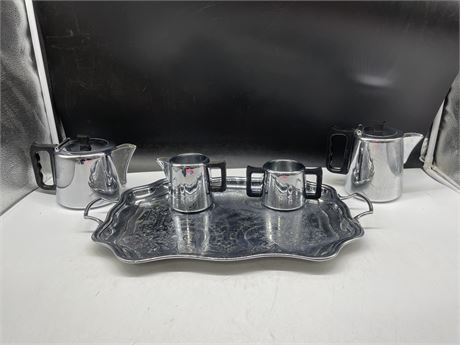 MCM MADE IN ENGLAND SWAN BRAND TEA SET WITH TRAY