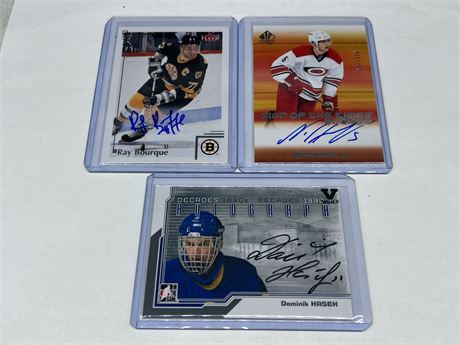 3 NHL AUTO CARDS INCLUDING ROOKIE HANIFIN /199