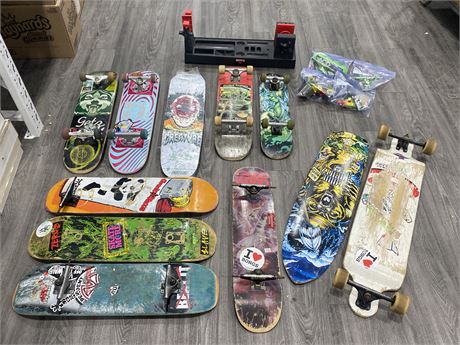 GIANT LOT OF SKATEBOARDS AND EQUIPMENT