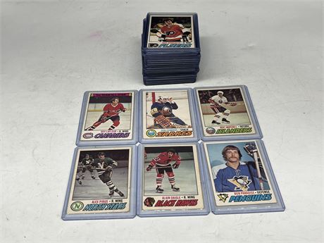 (42) 1977 OPC NHL CARDS IN TOPLOADERS