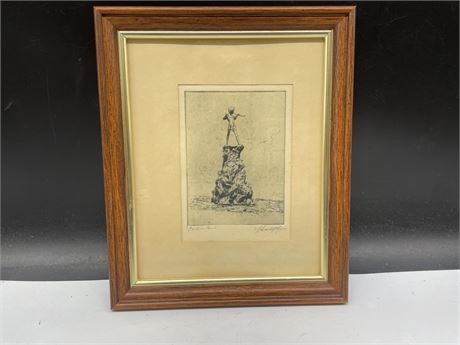 SIGNED ANTIQUE PETER PAN ETCHING 10”x11”