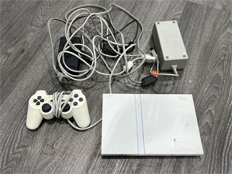 PS2 CONSOLE W/CONTROLLER & CORDS (Untested)