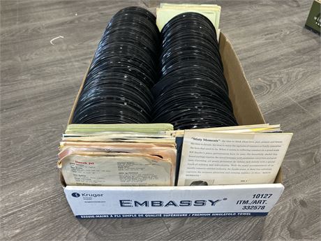 BOX OF MISC. 45’S - VARIOUS TITLES - CONDITION VARIES