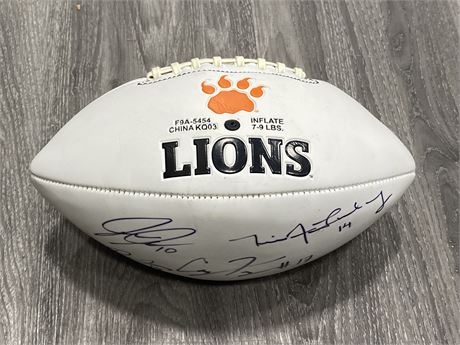 TRAVIS LULAY OFFICIAL BC LIONS SIGNED CFL GREYCUP CHAMPS FOOTBALL - NO COA