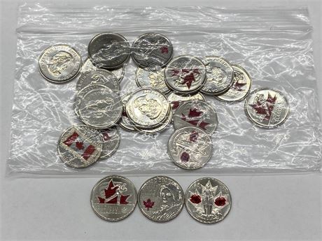 LOT OF CANADIAN COLOURED QUARTERS
