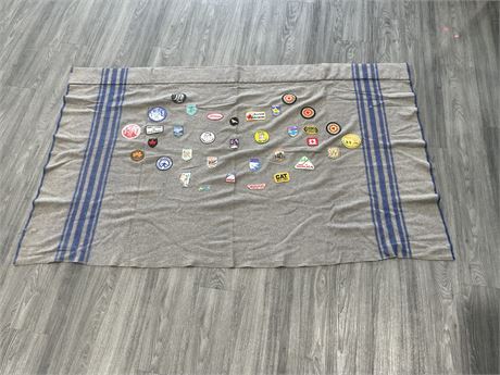 VINTAGE BOYSCOUT BLANKET WITH PATCHES (73”x42”)
