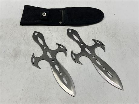 2 STAINLESS STEEL THROWING KNIVES (8” long)